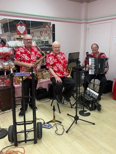 Tom Mroczka and the Music Box greeted customers with live polka music last week.